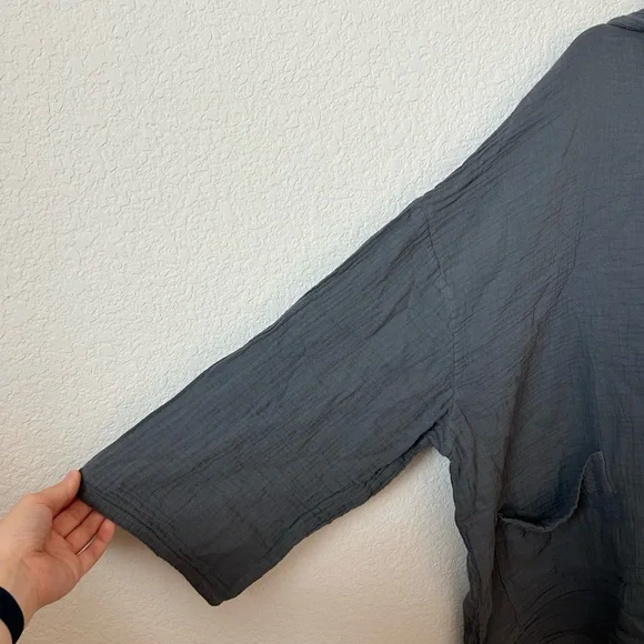 Honest Cotton Oversized Gauze Hoodie in Charcoal Grey, One Size - Picture 6 of 8